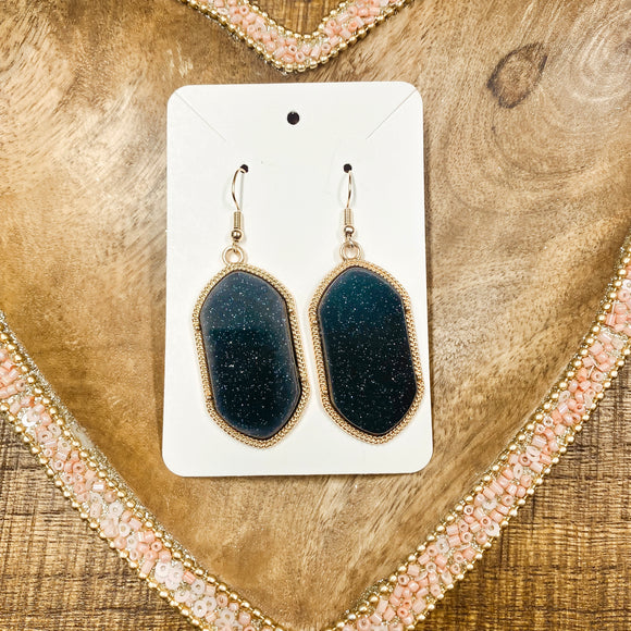 Black Glitter Dangle Earrings