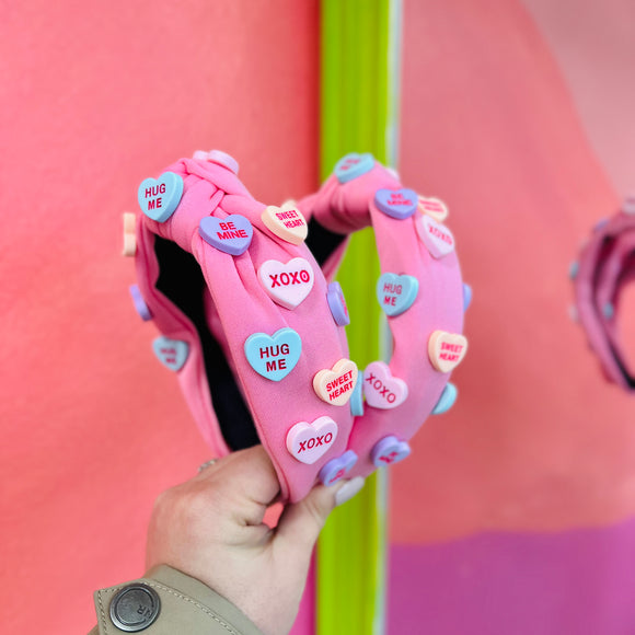 Pink Candy Hearts Headband