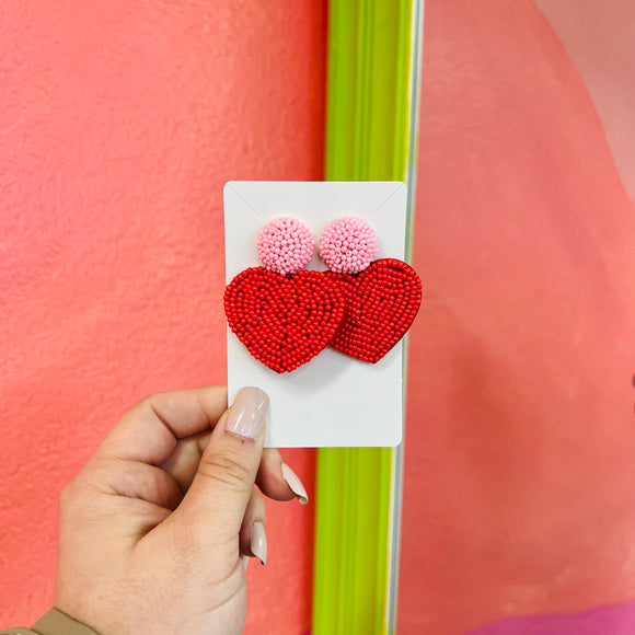 Beaded Heart Earrings