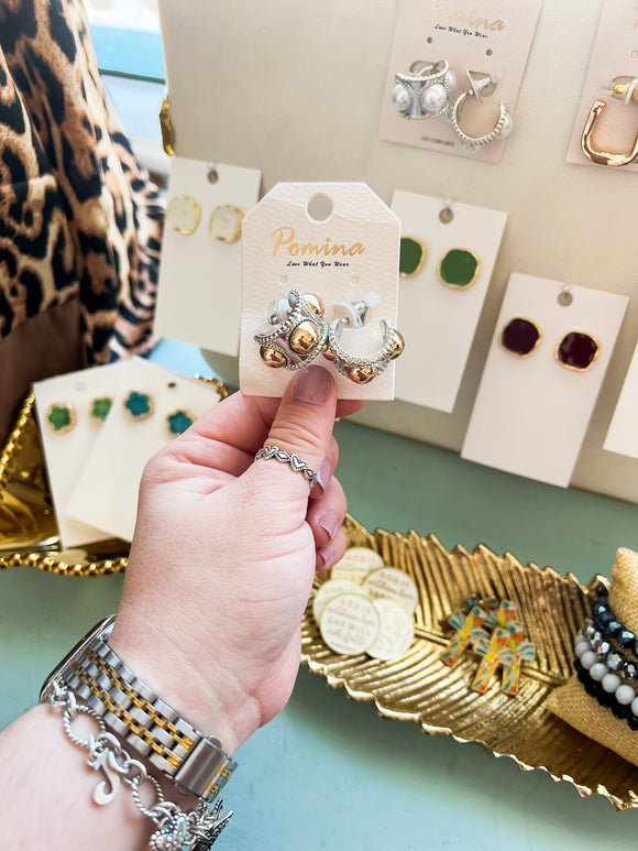 Gold Pearl Chunky Hoops