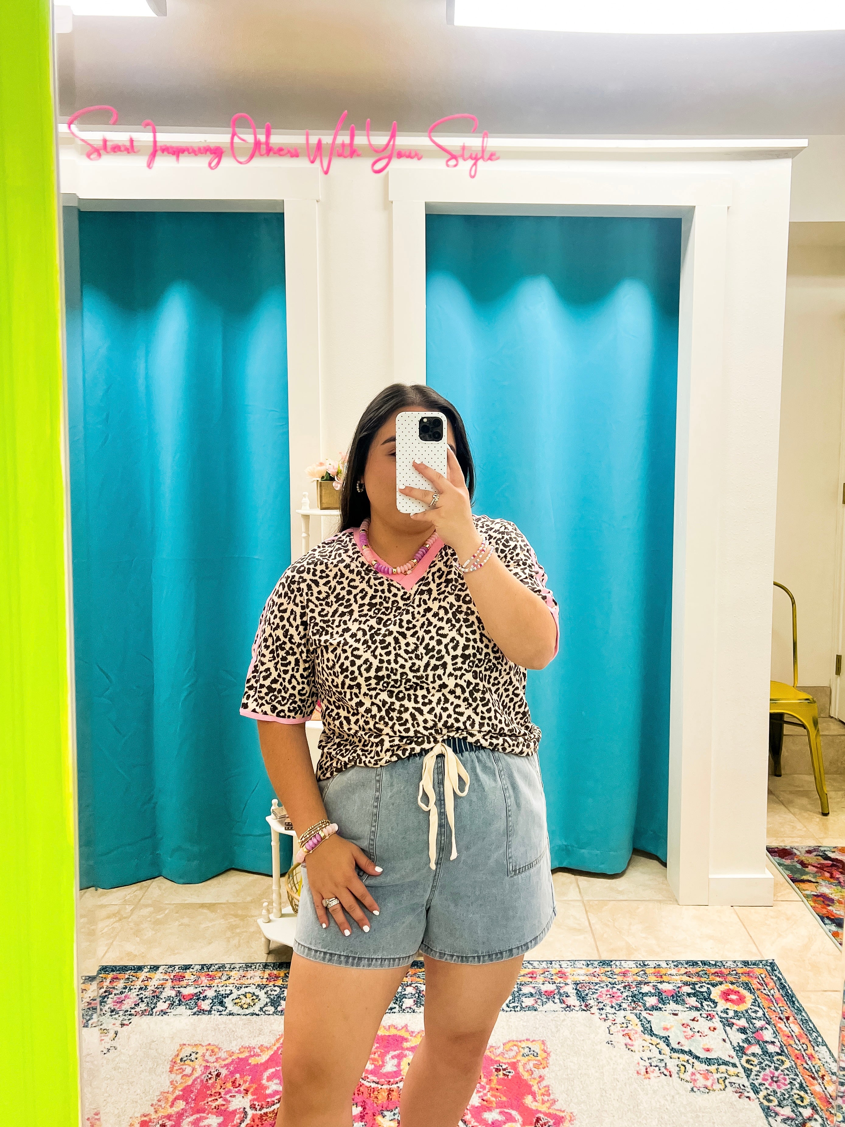 Leopard Varsity Stripe Top