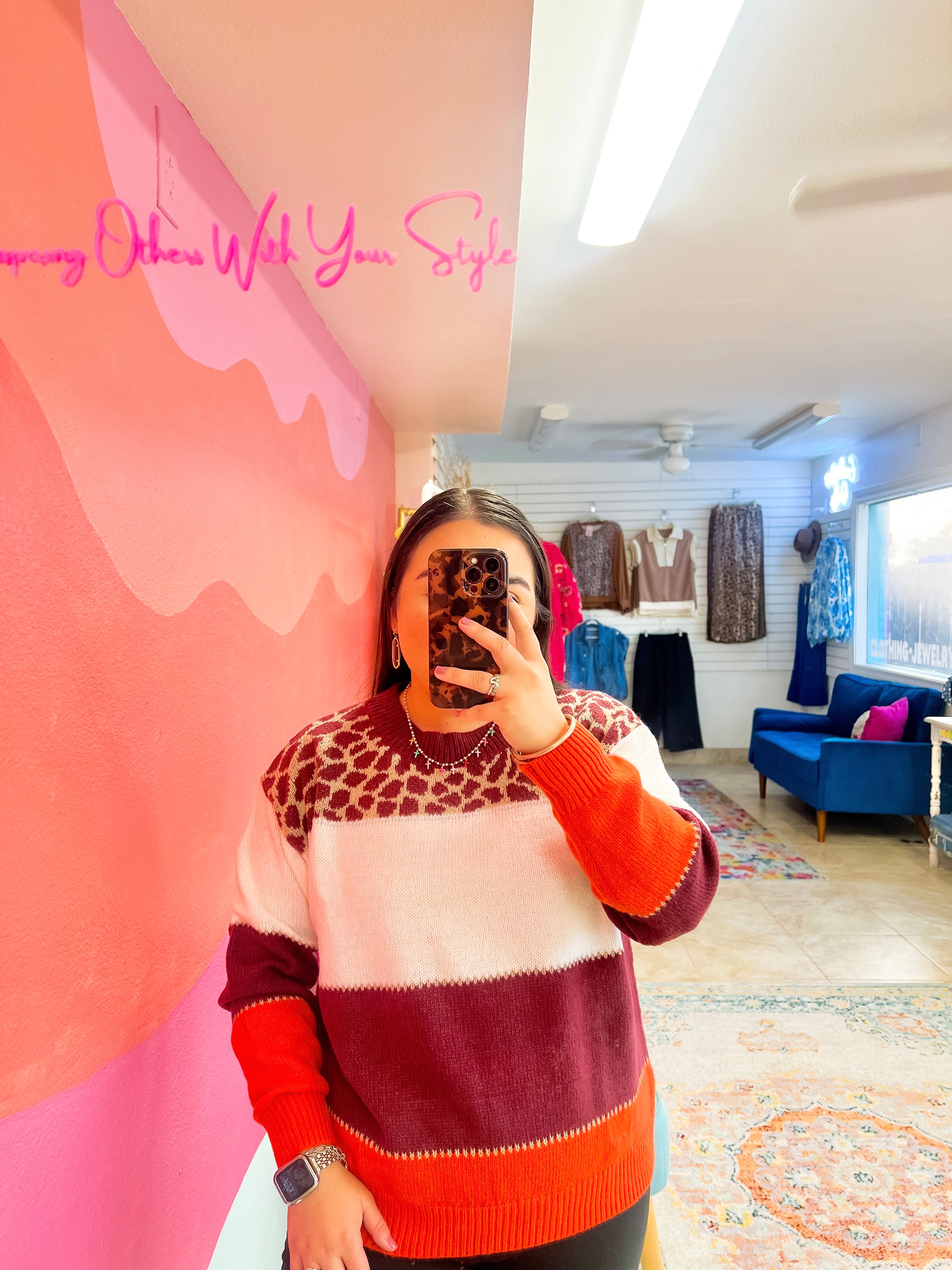 Maroon Colorblock Sweater