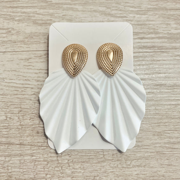 White Leaf Drop Earrings