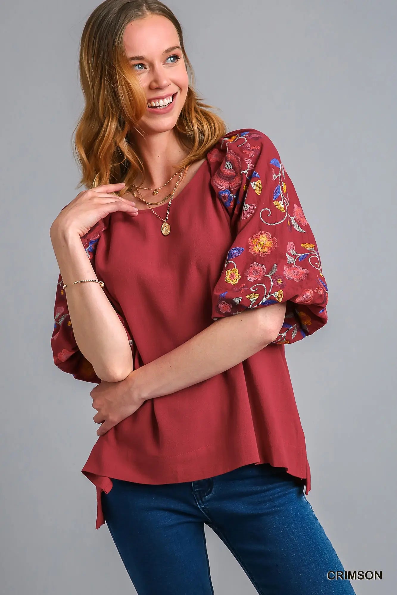 Crimson Embroidered Blouse