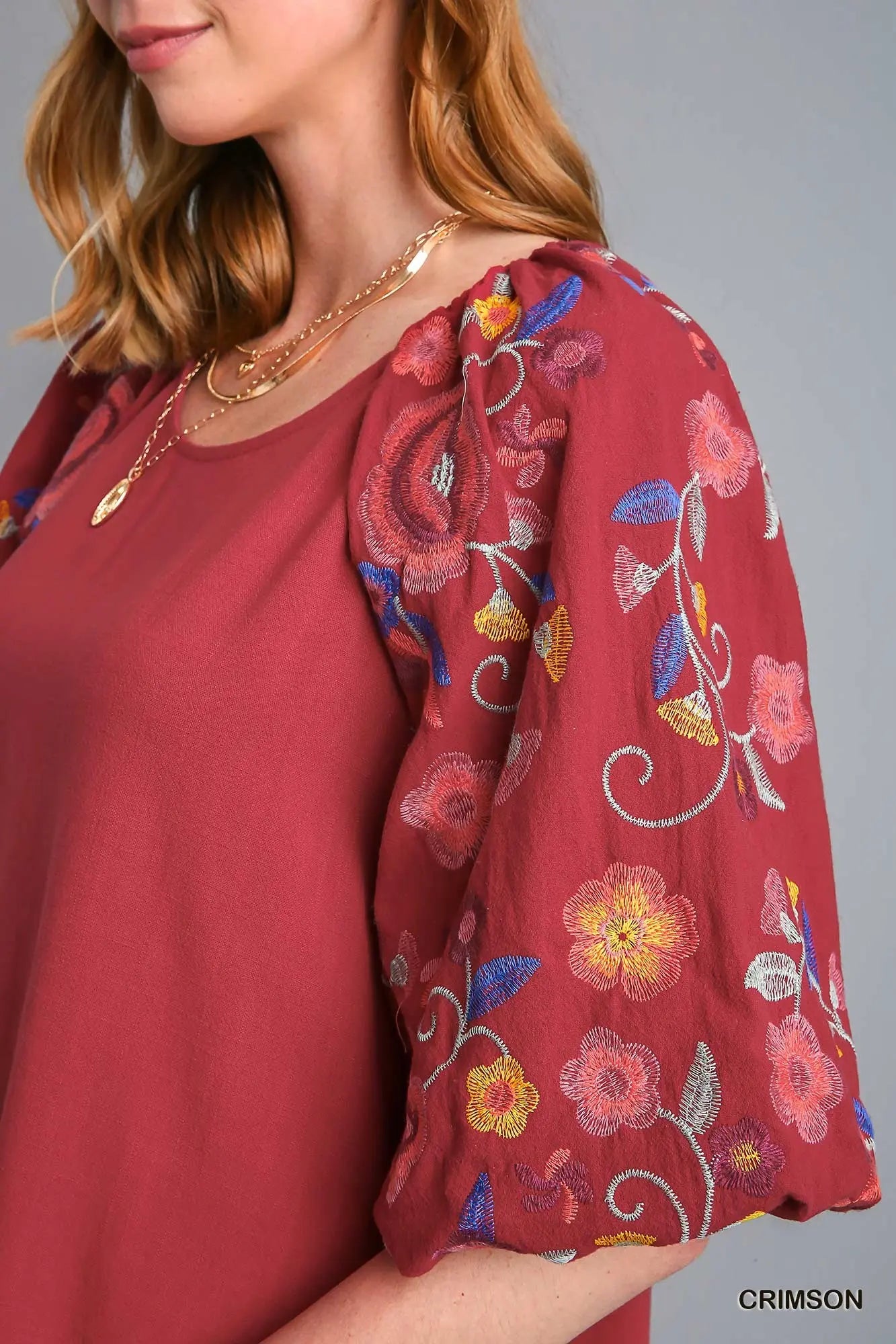Crimson Embroidered Blouse