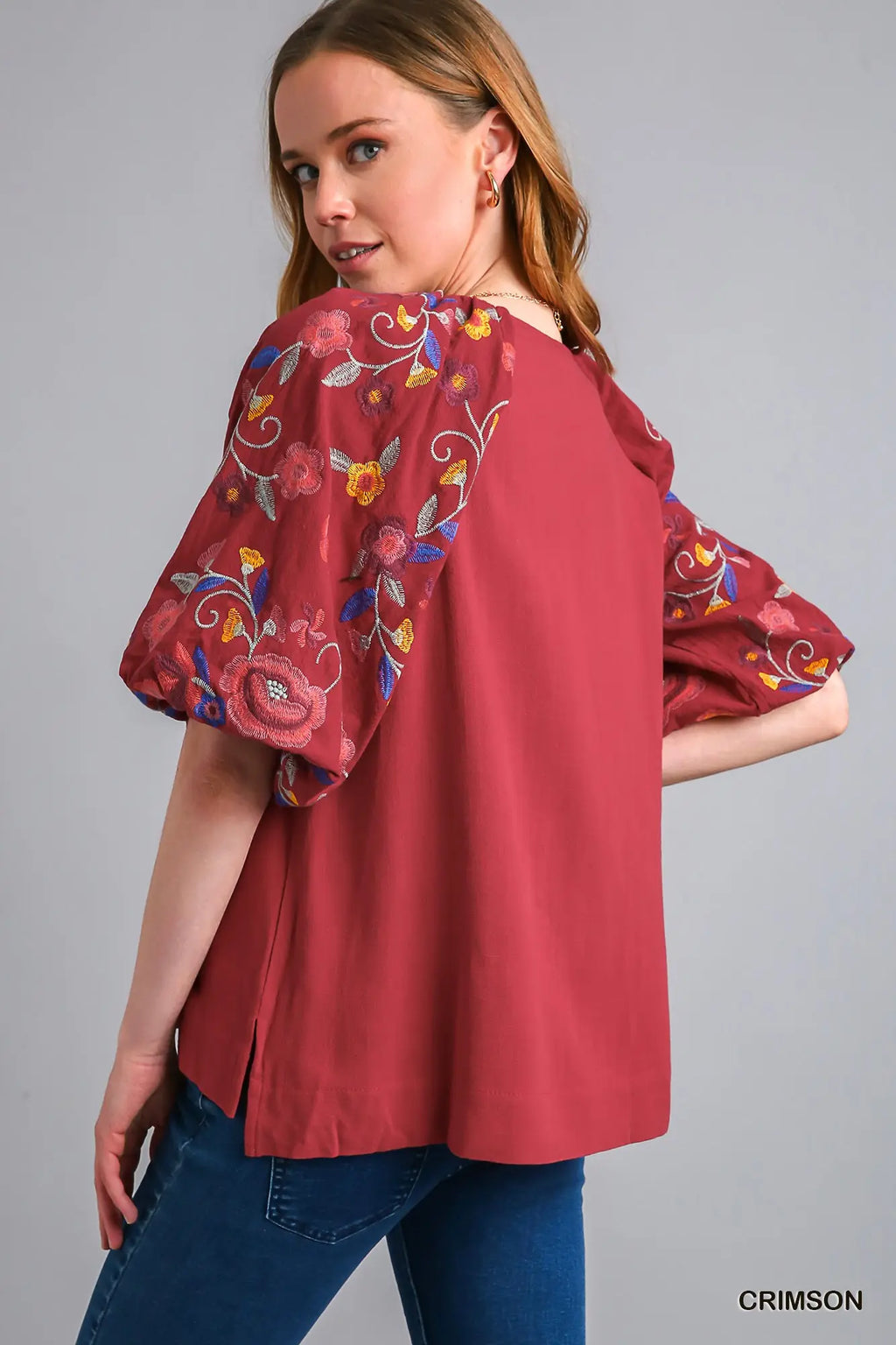 Crimson Embroidered Blouse