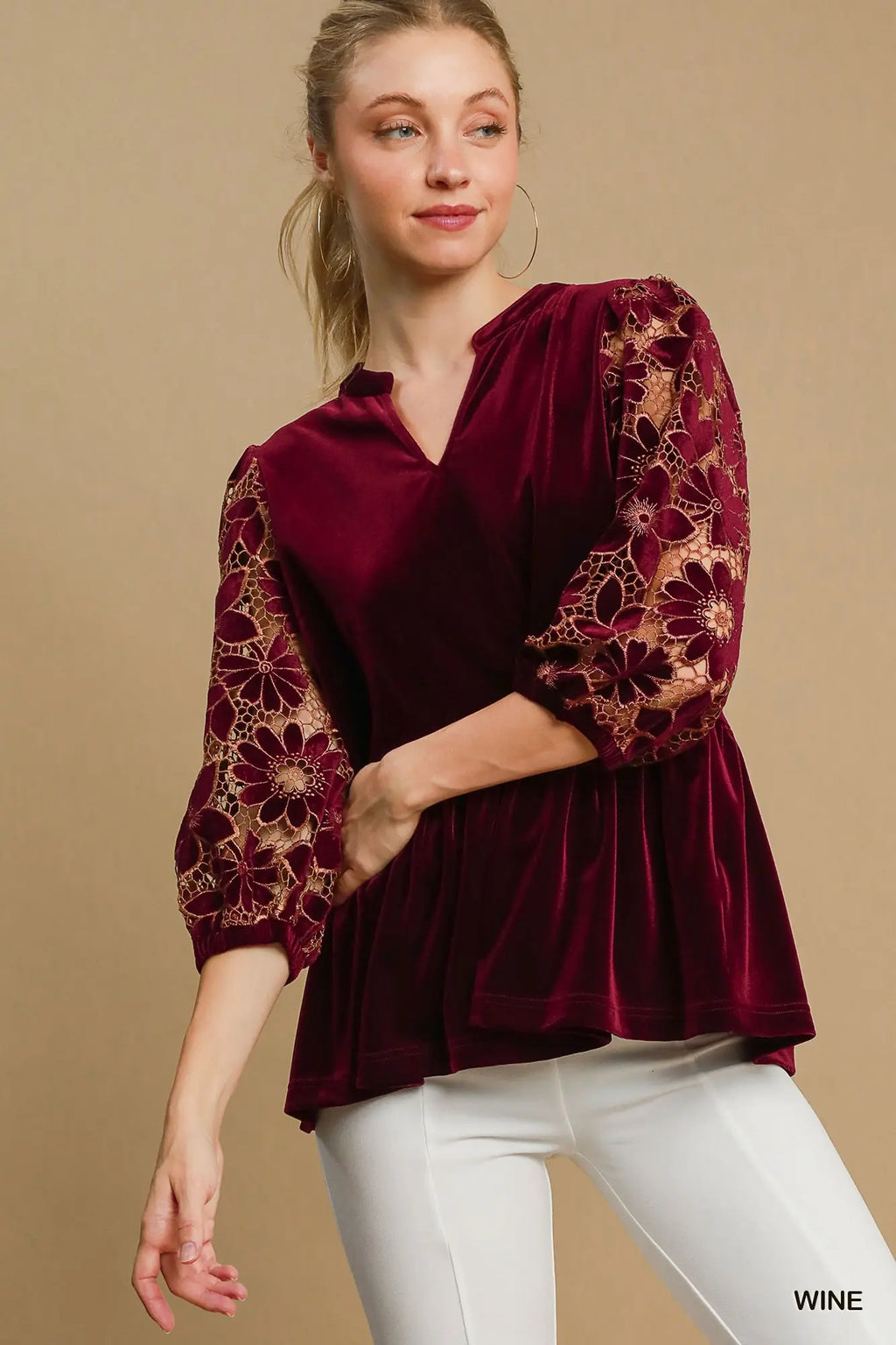 Wine Velvet Blouse
