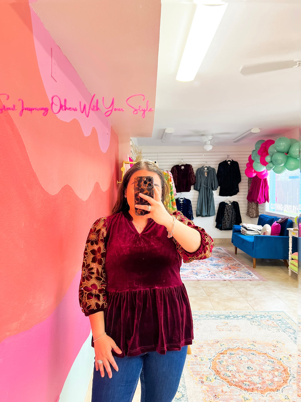 Wine Velvet Blouse