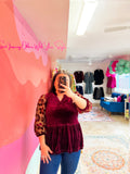 Wine Velvet Blouse
