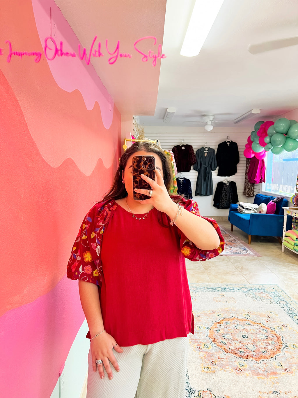 Crimson Embroidered Blouse