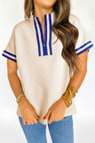 Cream Royal Striped Quarter Zip (S-3X)