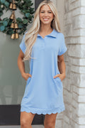 Sky Scallop Comfort Dress