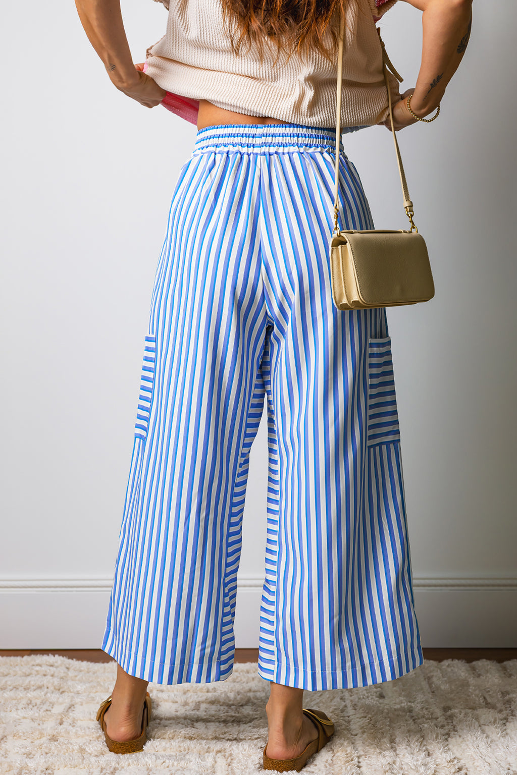 Striped Blue Pull On Pants