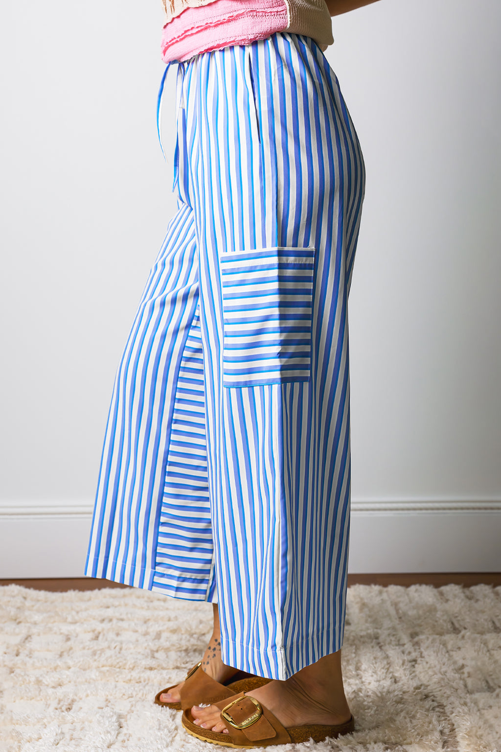 Striped Blue Pull On Pants
