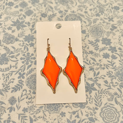 Neon Orange Dangle Earrings