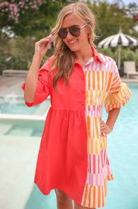 Coral New To Town Dress (S-2X)