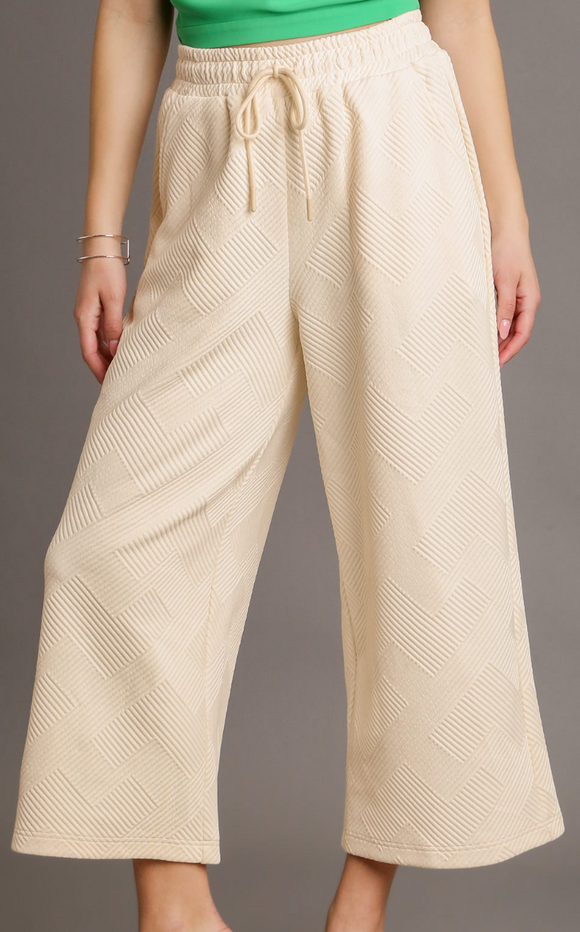 Cream Jacquard Pants