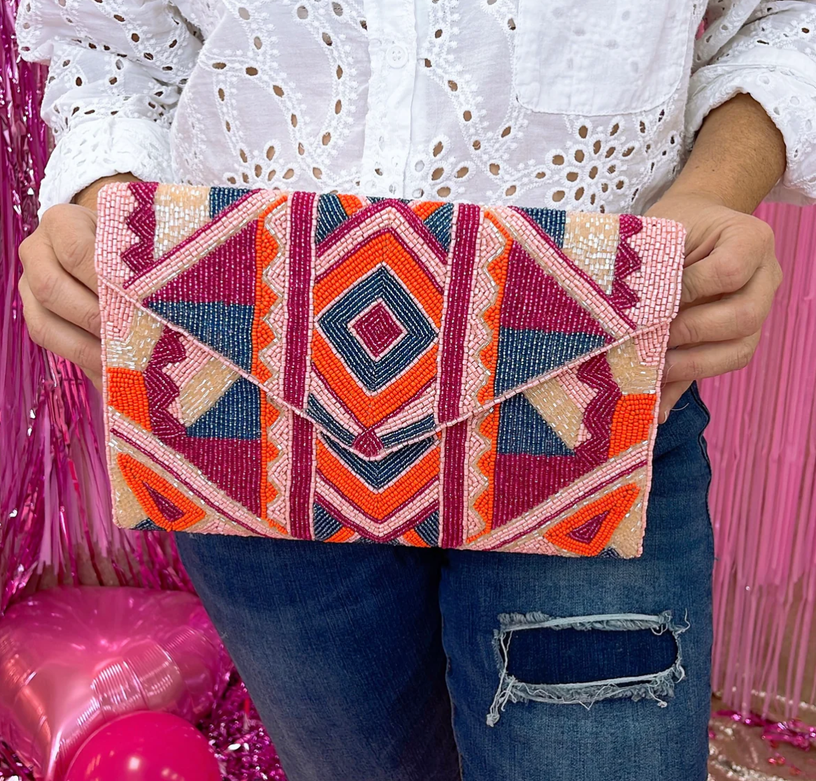 Geo Pink Clutch/Crossbody