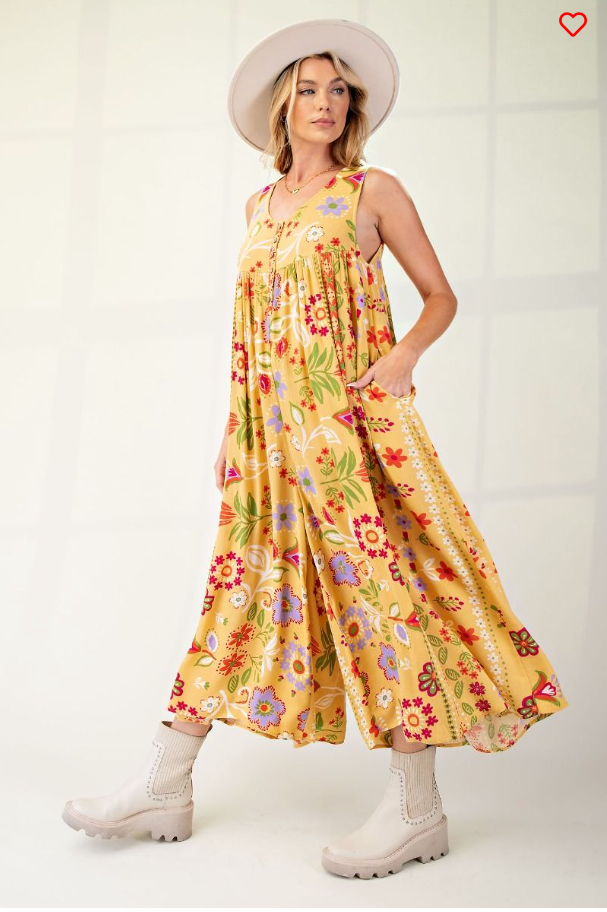 Macaron Floral Print Jumpsuit