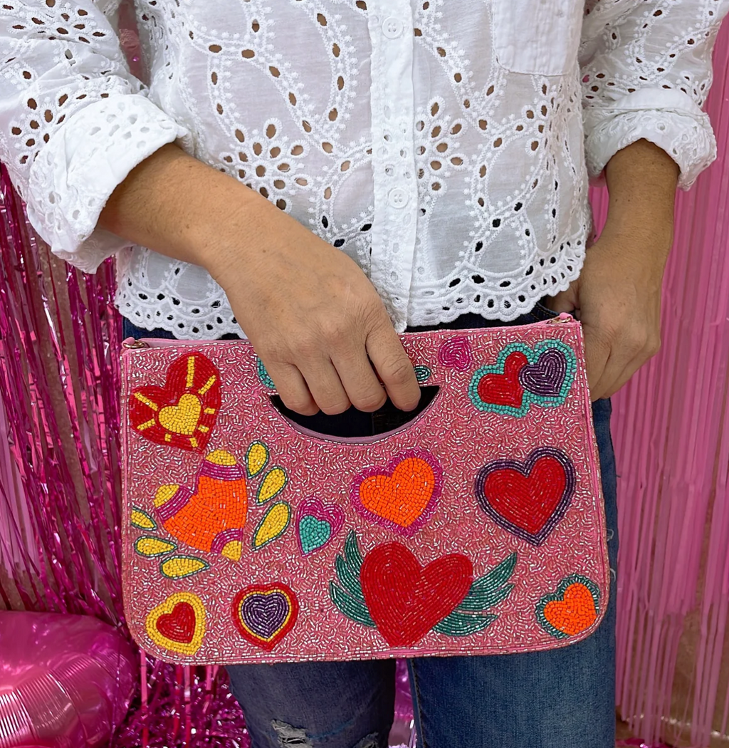 Wing Heart Beaded Purse