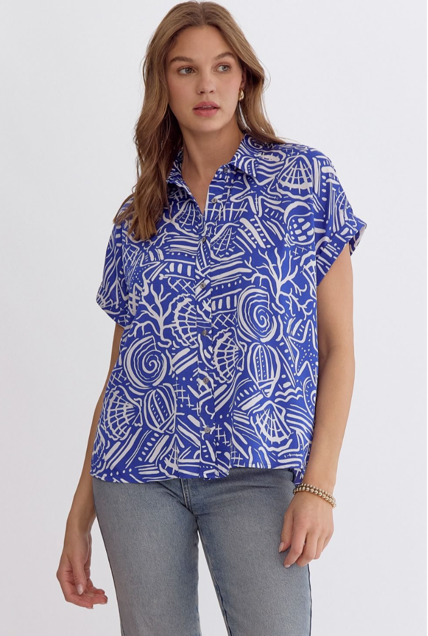 Royal Shell Print Blouse