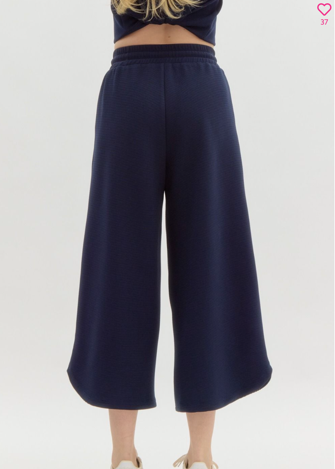 Navy Wide Leg Pull On Pants