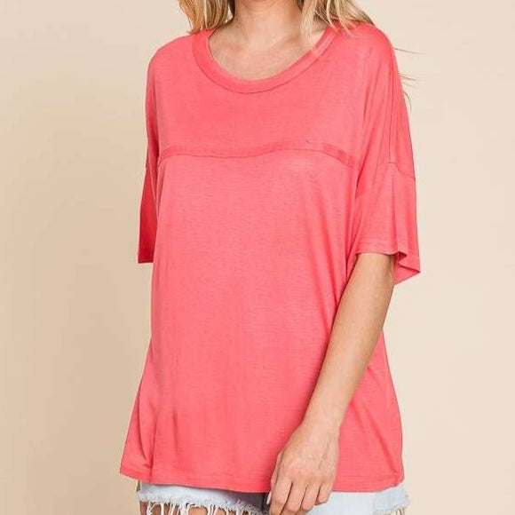 Coral Boxy Tee