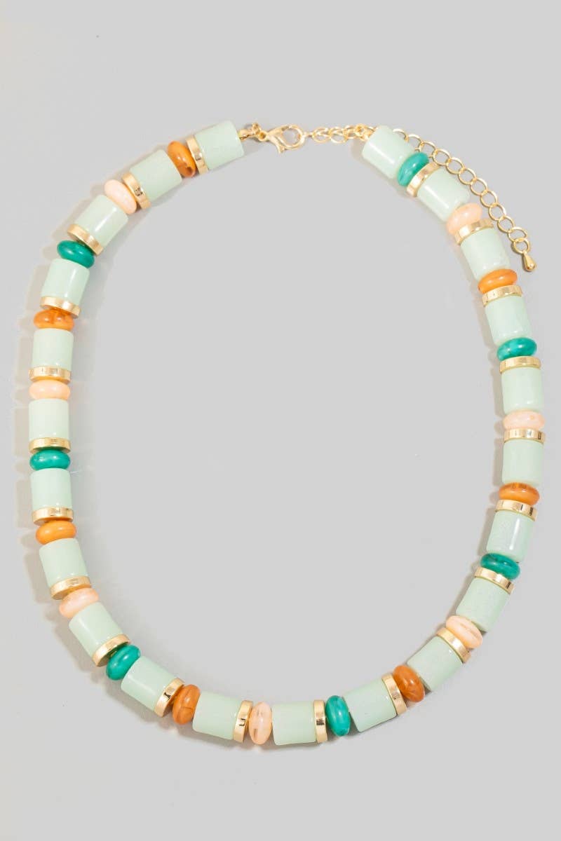 Mint Chunky Beaded Necklace Chunky
