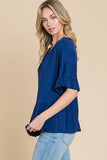 Ink Blue Tiered Blouse