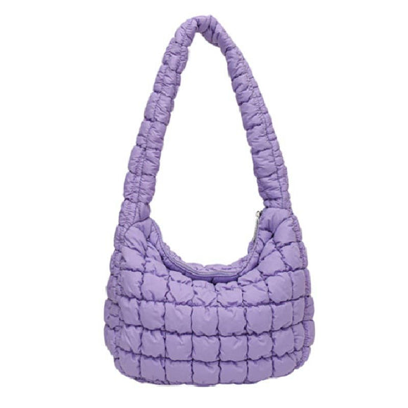 Lilac Puff Quilted Crossbody Shoulder Bag