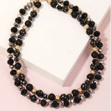 Black Mixed Beaded Layered Necklace