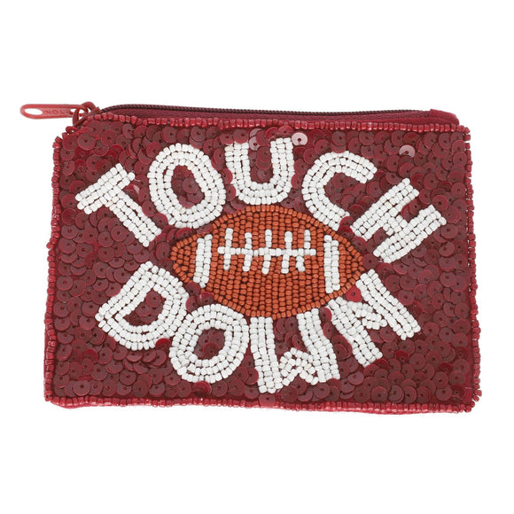 Burgundy Game Day Sequin Coin Bag