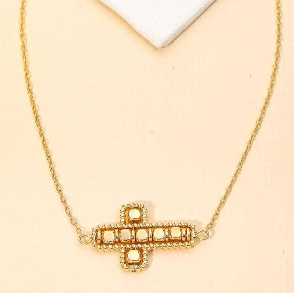 Gold Cross Charm Necklace