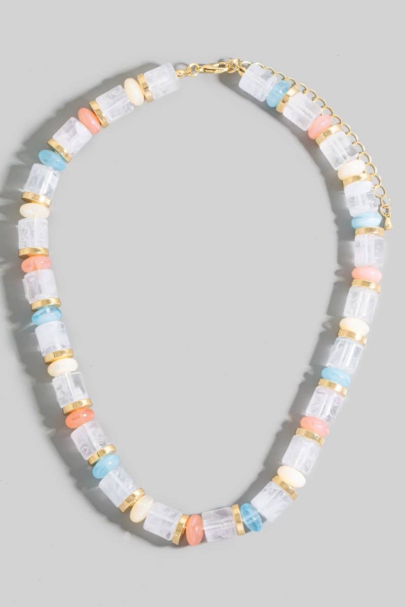 White Chunky Beaded Necklace