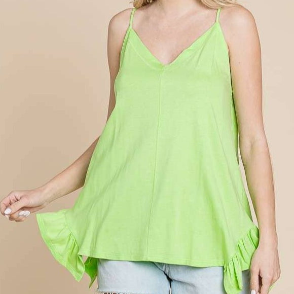 Lime Side Ruffle Cami